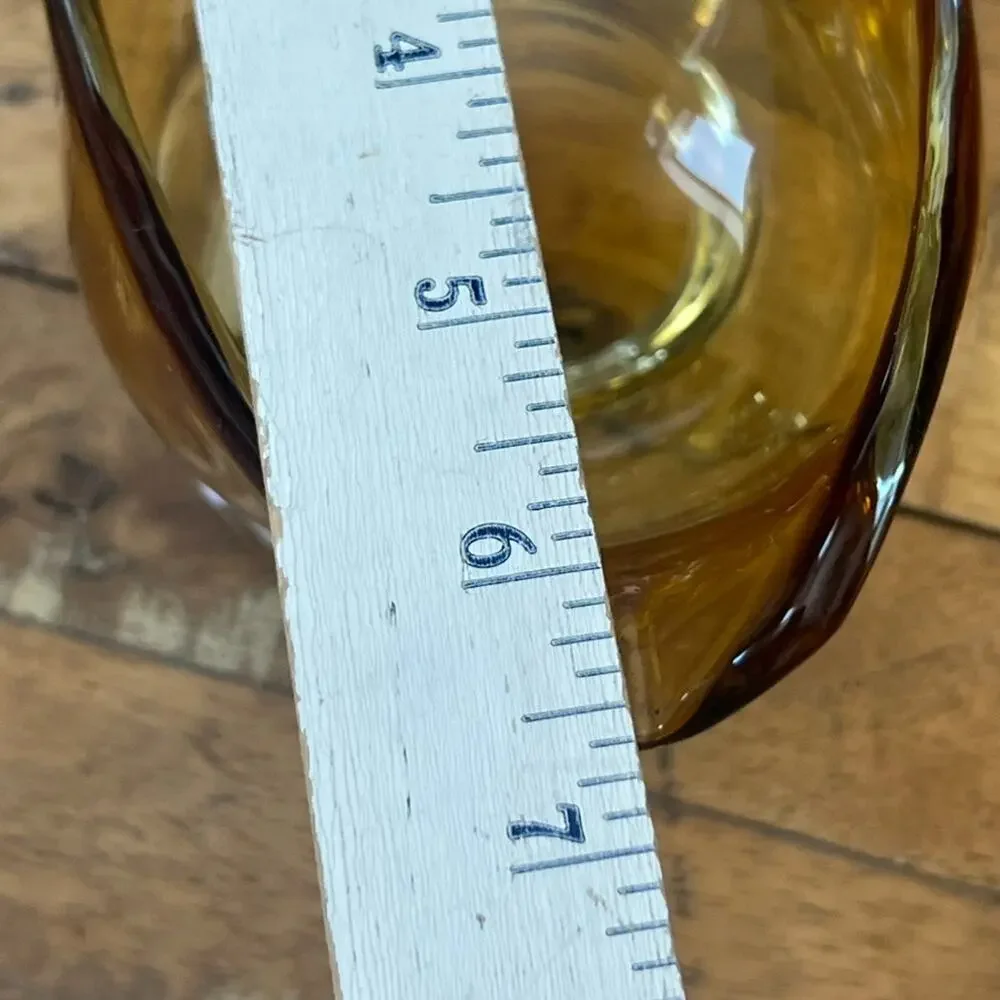 Vintage Williams Sonoma Amber Citrine Clear Glass Footed Gravy Sauce Hand Blown